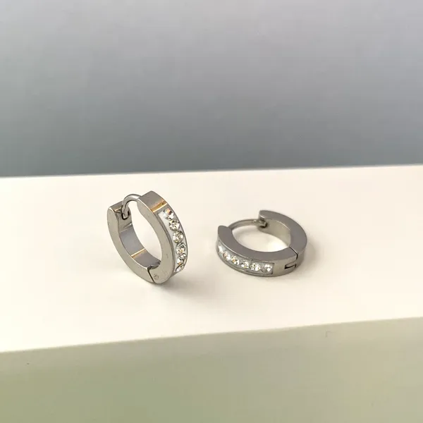 925 Silver Plated CZ Small Silver Hoop Earrings for Men Women - Image 2