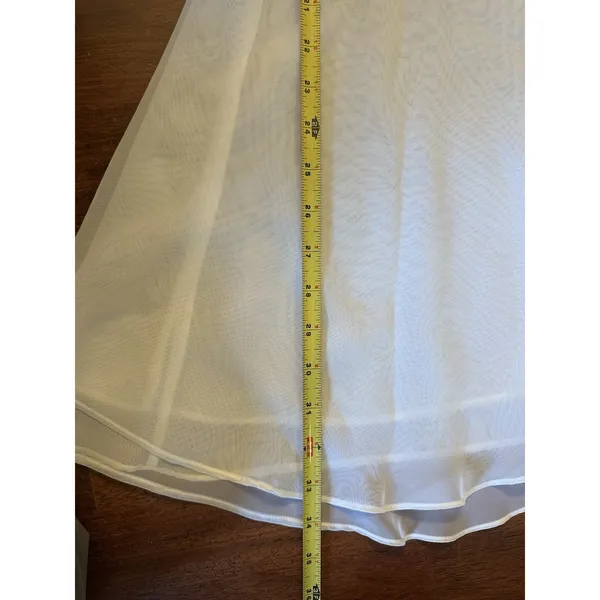 Lord & Taylor Babydoll Nightie Chemise Chiffon Embroidered Flowers Vintage Large - Image 7