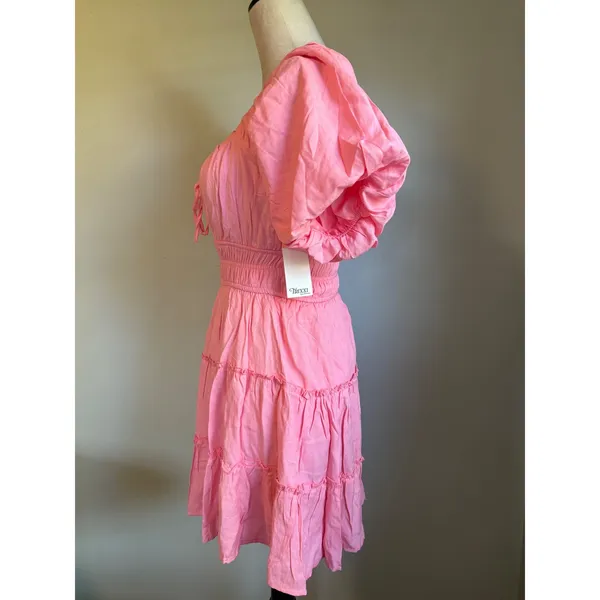 Trixxi‎ Pink Puff y2k Smocked Tiered Mini Dress S NWT cottage cute fairy dainty - Image 5