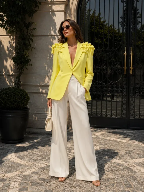 Elliatt Kennedy Oversized Tailored Bow Jacket Blazer Limoncello Size Small NWT - Image 2