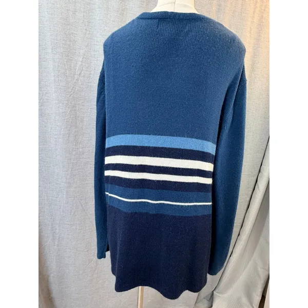 Denim & Co. Blue Striped Open Front Cardigan Sweater‎ Plus 3X - Image 6
