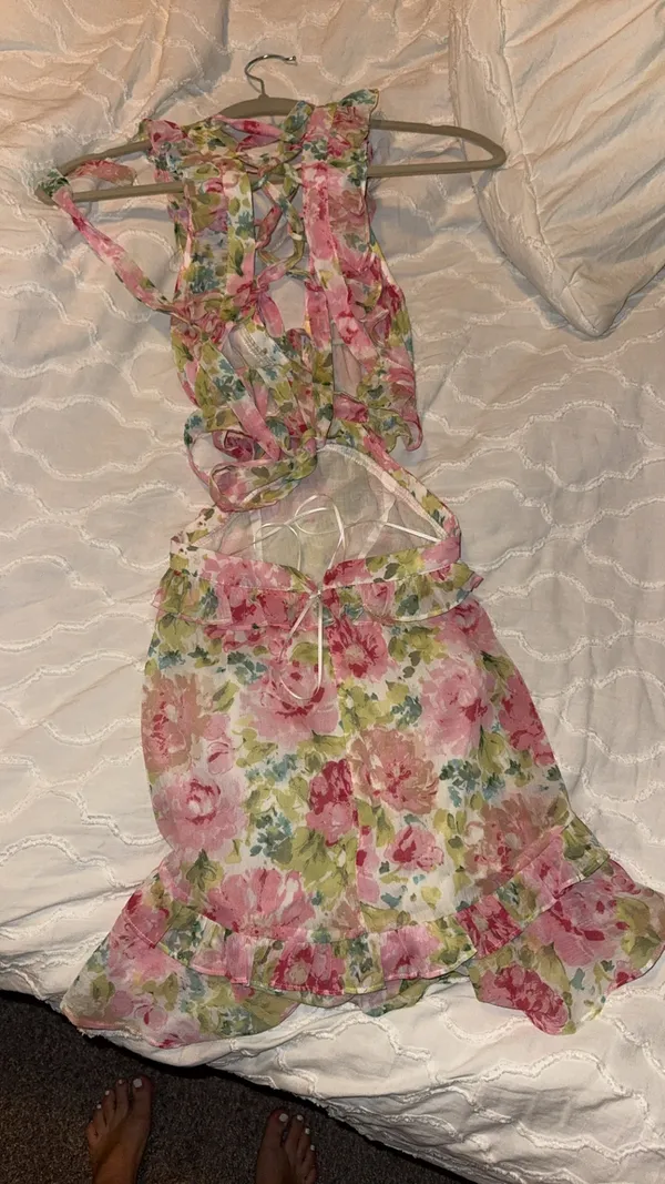Sky to Moon Floral Mini Dress Pink - Image 3