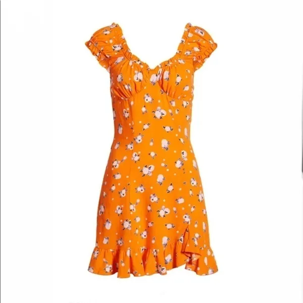 Free People‎ Like A Lady Printed Mini Dress In Orange size XS - Image 2