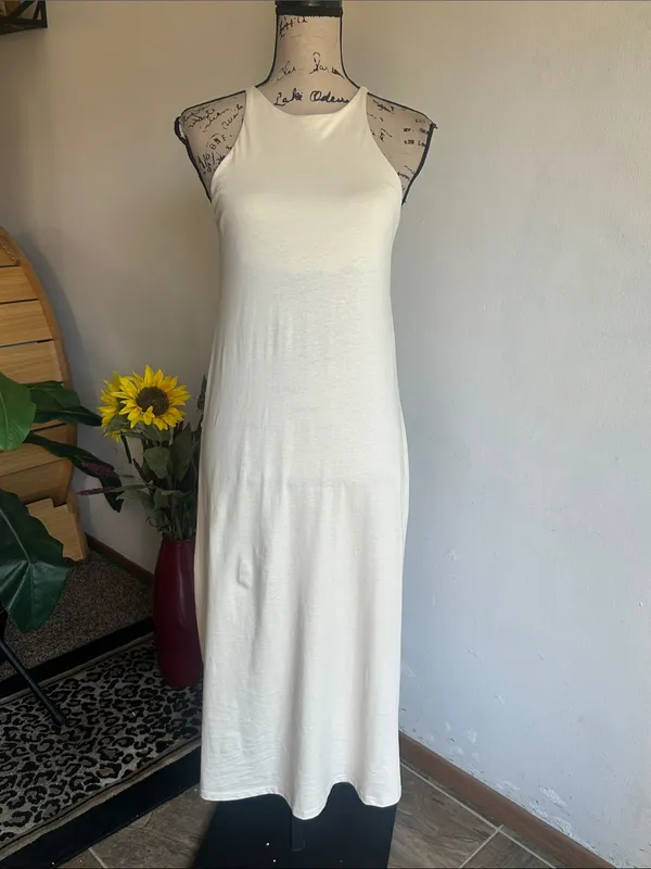 ZARA Midi Length Beige Nude Sheath Dress Size Small NWT - Image 2