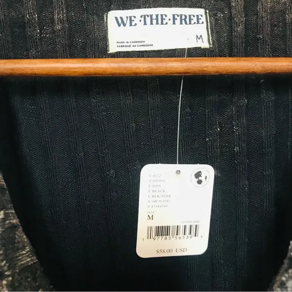 WE THE FREE Meant To Be Black Ribbed Cropped Short Sleeve Tee Top Medium New‎ - Image 7