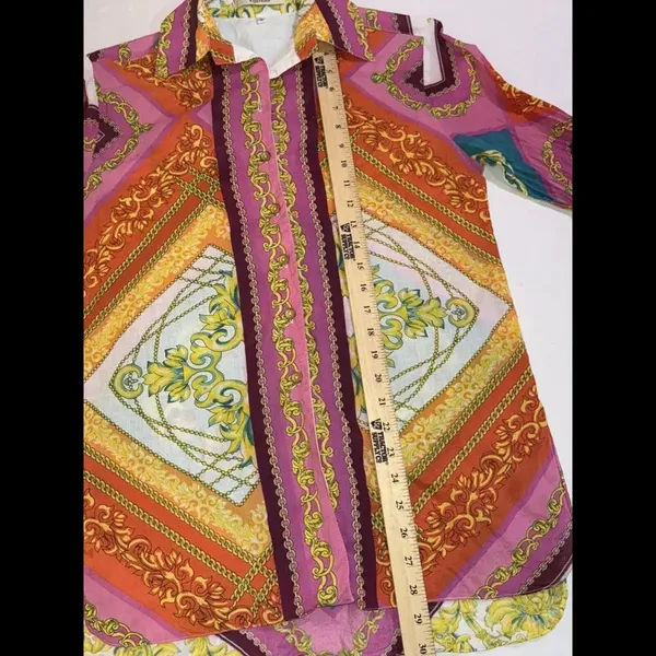 VIPAVADEE STUNNING Luxury Designer PRINT BUTTON FRONT‎ SHIRT 3/4 SLEEVES SZ S - Image 13