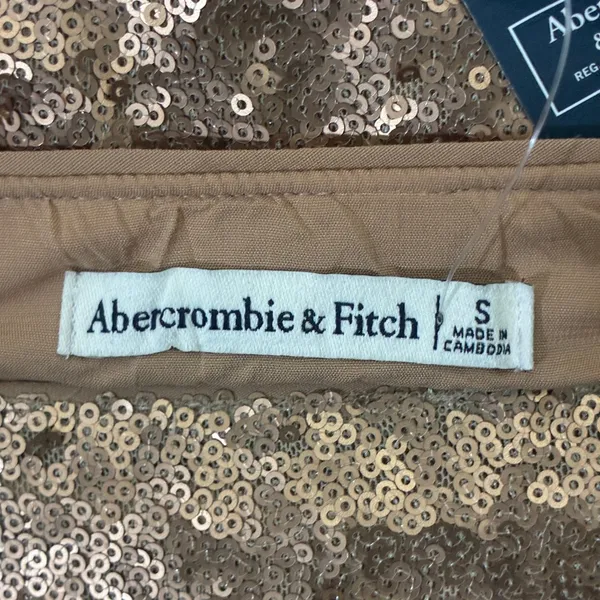 NWT Abercrombie & Fitch Sequin A-Line Mini Skirt Rose Gold Holiday Glam Size S - Image 5
