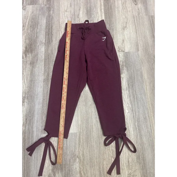 Gymshark Ark Womens High Waisted Tie‎ Cuff Joggers Maroon Size XS - Image 2