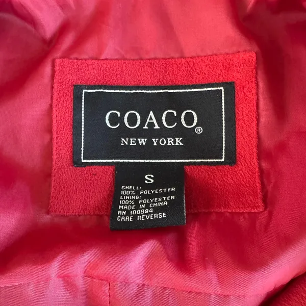 Vintage Coaco Red Faux Suede Chore Coat Utility Jacket Fully Lined Size Small - Image 6
