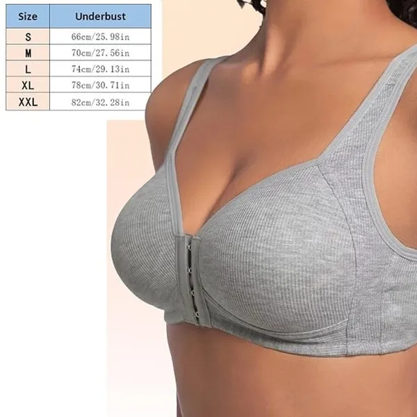 NWT ~ 2 Pack Women's Front Closure Wireless Full Coverage Ribbed Bras ~ Plus XXL Gray - Image 6