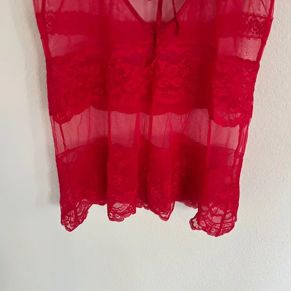 Victoria's Secret Red Sheer Mini Slip Dress Size Small - Image 6