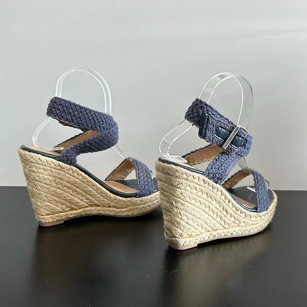 Charming Charlie Blue‎ Wedge Sandals Sz 6 - Image 6