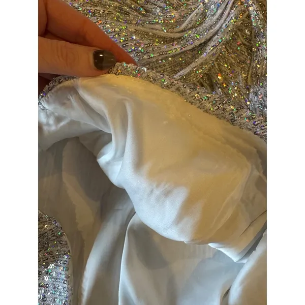 House Of CB‎ Skirt Women XS Silver Sequins Petunia Wrap Draped Mini Sexy Party - Image 8