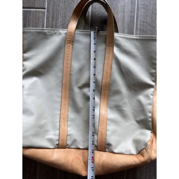 Jon Hart Design Tote Bag‎ Beige Leather Trim & Sides Monogram CJR Kelso Karryall - Image 4