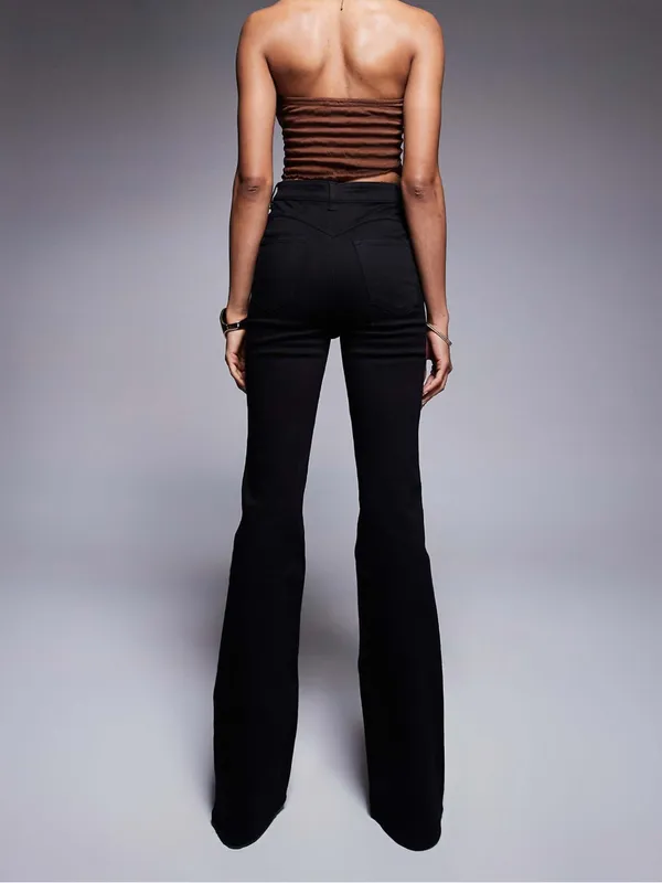 ASOS Design Tall Power Stretch Sculpt Flare Jeans in Black Size 30 Length 34 - Image 2