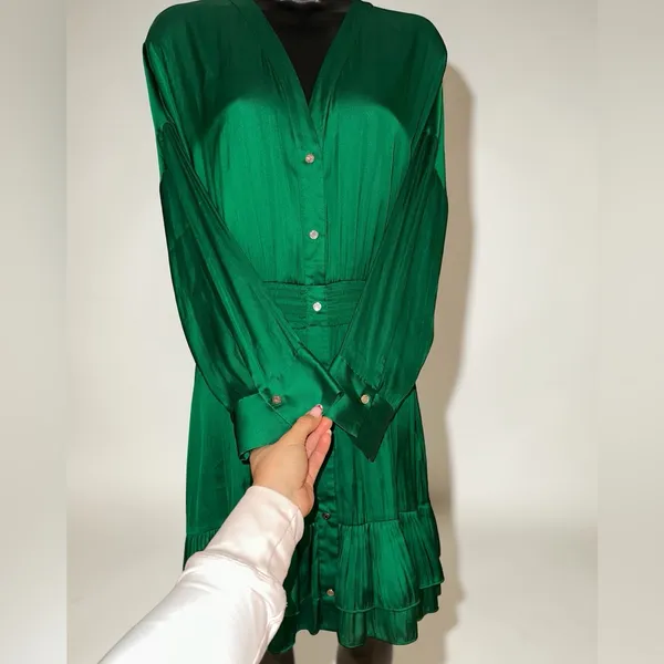 Maje- Rumia Dress Elegant Green Button-Down Dress Size 40 Size 8 US - Image 8