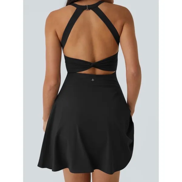 Halara Black Softly Zero Airy Backless Twisted Flare Low Support Dance Large NEW - Image 2