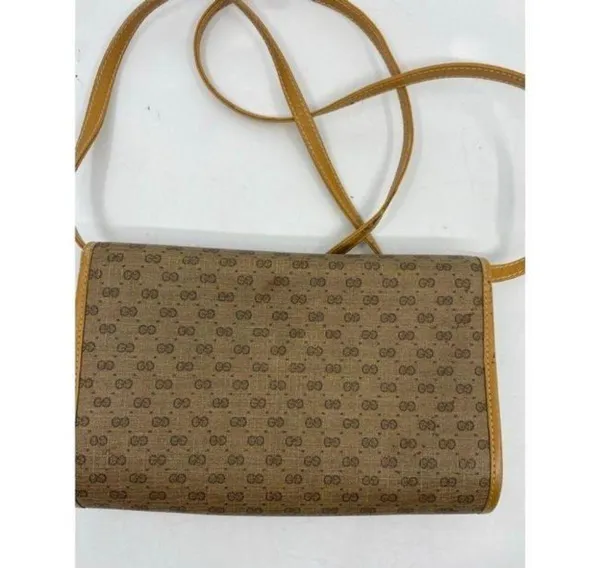 GUCCI Vintage Flap Coated Canvas Crossbody Bag - Image 6