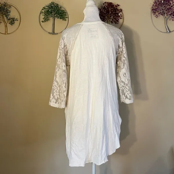 We The Free People Renegade Raglan Ivory 3/4 Lace Sleeve Top Size Small - Image 3