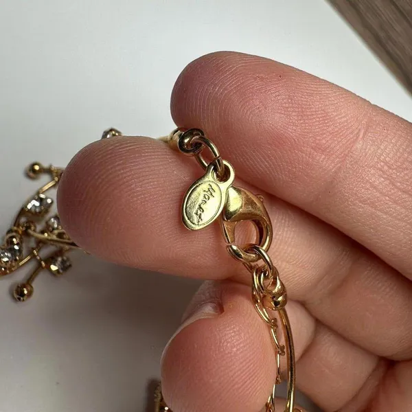 Monet Clear Rhinestone Gold Tone Necklace Signed - Image 5