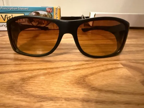 HD Vision Wrap Around Sunglasses Brown Black - Image 5