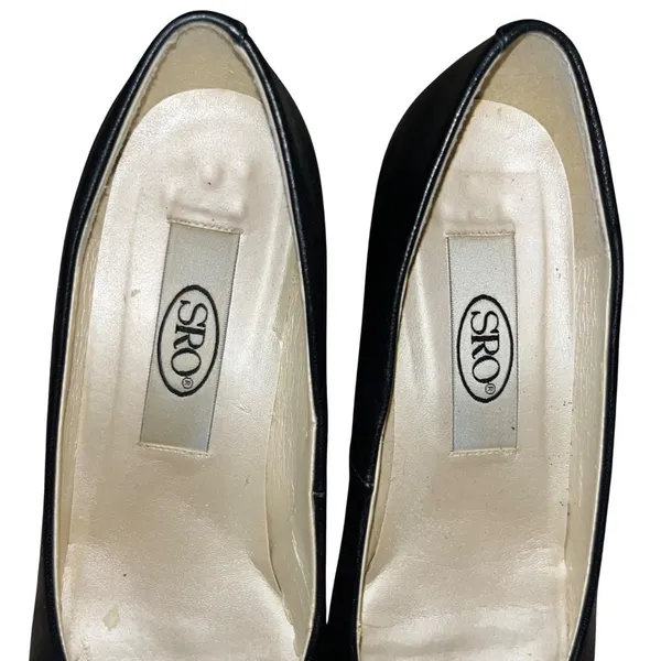 Vintage SRO Leather Heels Women’s 7.5M Blue Low Heel Pumps Used - Image 7