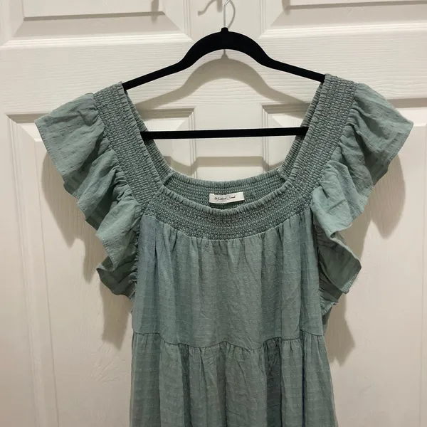 Mustard Seed Seafoam Green Smocked Ruffle Tiered Maxi Dress - Image 3