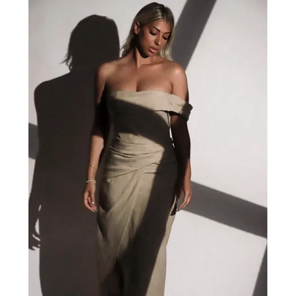 Zara Asymmetric Pencil Dress Slip‎ Midi Camel Taupe Beige Size XS Linen Feel - Image 4