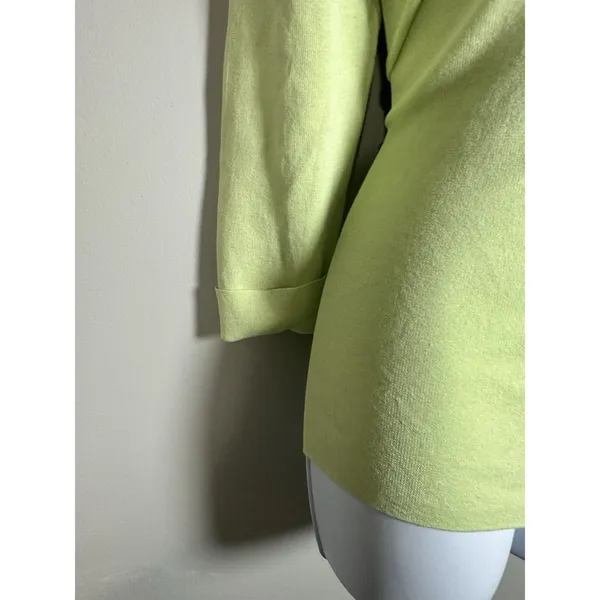 VTG Belford for Neiman Marcus Lime Green Knit Top - 3/4 Sleeve‎ Cotton Blend M - Image 3