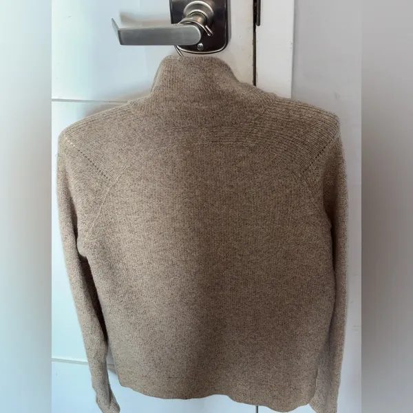 J. Crew Merino Wool Brown Metallic Zip Front Cardigan‎ Sweater Small Women’s - Image 6