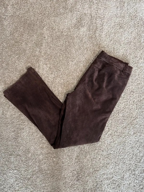 Brown suede 100% Leather Flare leg Pants - Image 7