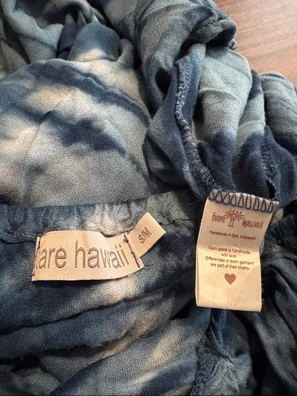 Tiare Hawaii Small Medium Blue Tie-Dye Halter Maxi Dress - Image 4