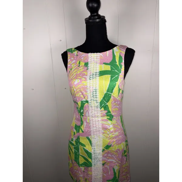 Lilly Pulitzer for Target Fan Dance Women's Size 2‎ Yellow Green Pink Summer EUC - Image 2