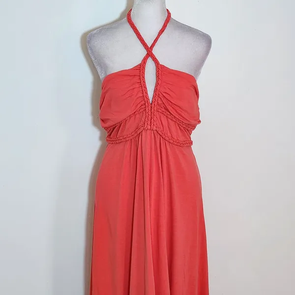 VENUS Coral Red Halter High Low Dress Size Large - Image 6