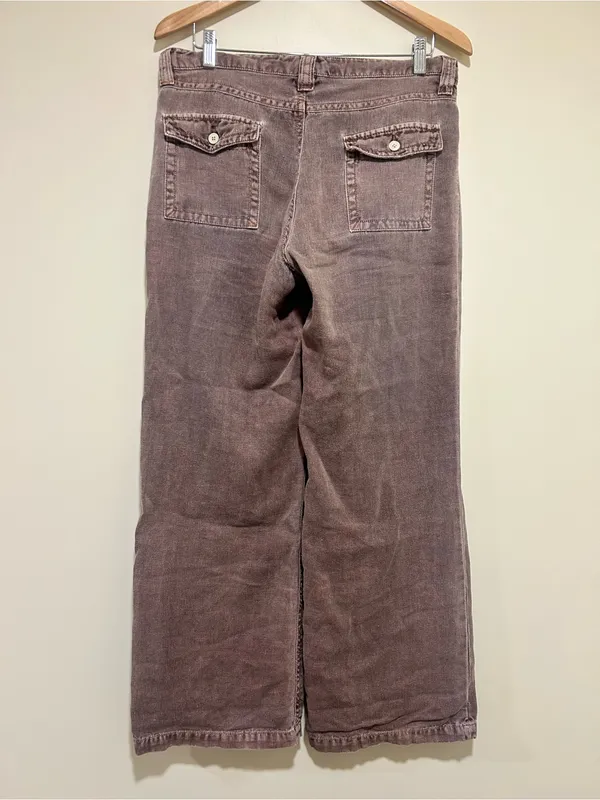 Ryan Michael Wide Leg Linen Minimalist Pants in Dusty Brown Mauve Size 8 - Image 5