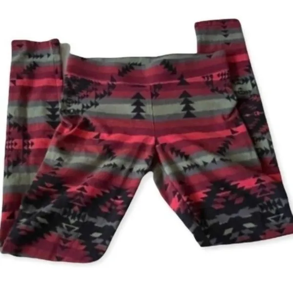 American Eagle Outfitters Aztec Red/Green Hi-Rise Leggings Women's Size Small - Image 2