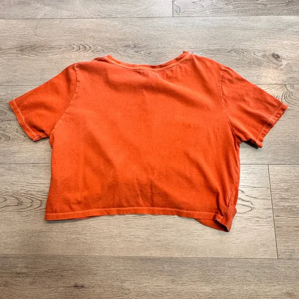 Urban Outfitters Cropped T-Shirt Short Sleeve Casual Everyday Top Orange Large L - Image 2