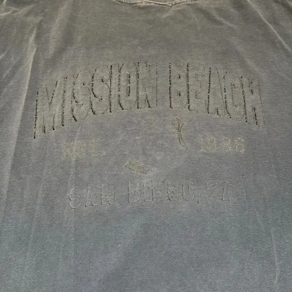 Vintage Faded Mission Beach San Diego Blue Tshirt Medium Cropped - Image 2