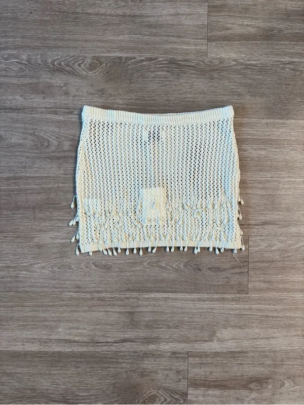 NWT Peppermayo Scorpio Crochet Mini Skirt in Ivory, Size M/L - Image 2