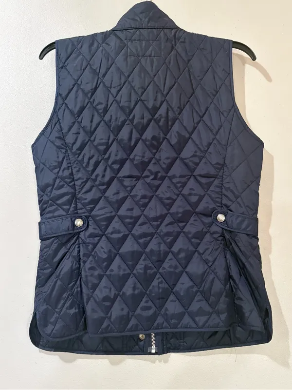 Banana Republic Navy Blue Quilted Vest Corduroy Trim Collar Women's Small - Image 4