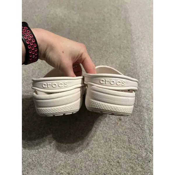 Crocs White Rubber Clogs Men's Size 6 Women's‎ 8 Preowned Stained - Image 4
