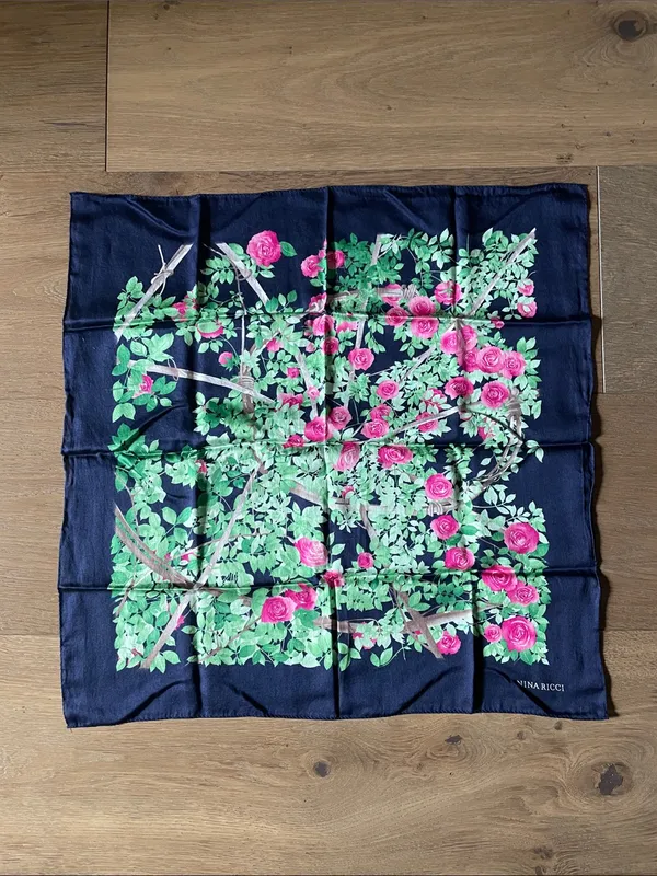 Nina Ricci Floral Handkerchief Bandana Neckerchief Scarf Silk? - Image 2