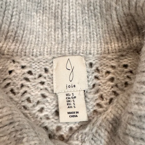 Joie Light Gray Cardigan Sweater Button‎ Front Loose Knit S Small - Image 3