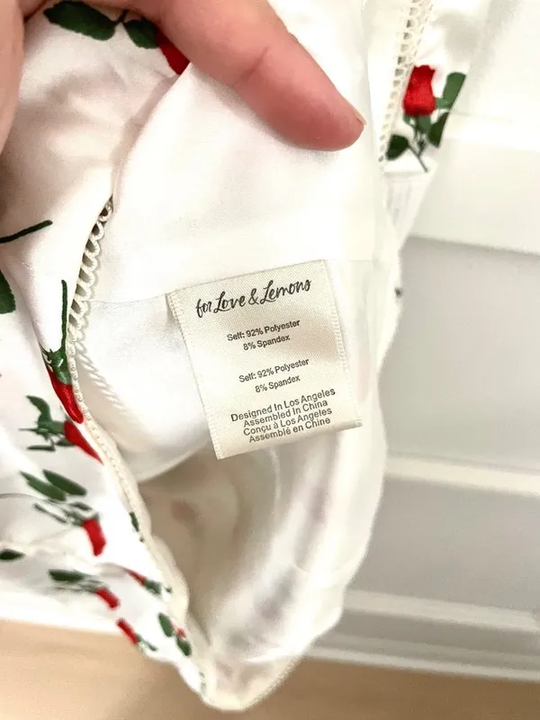For Love and Lemons White & Red Roses Floral Love Song Mini Dress M Romantic - Image 4