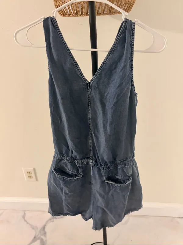Pink Lily Denim Romper in Faded Blue - Image 5