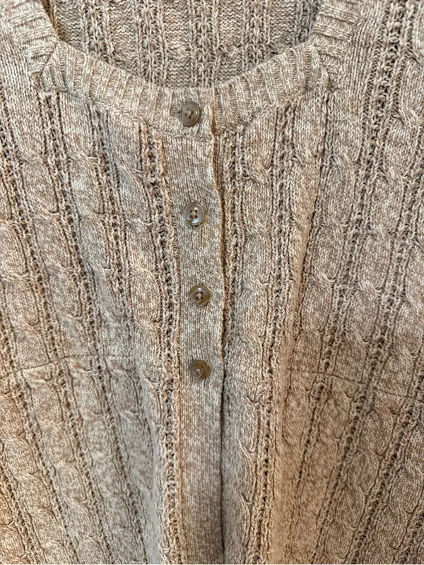 Apt. 9 Beige/Tan Cable Knit Button-Up Cardigan - Image 2