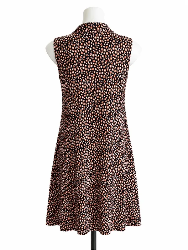 Ava & Grace Retro Black and Orange Printed Zip-Front Mini Dress - Image 4