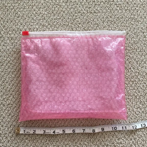 Glossier Bubble Pink Zipper Cosmetic Bag Pouch Slide Closure Like New 10.5” x 9” - Image 7