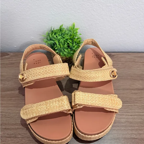 A New Day Tan Woven Strap Sandals - Image 3