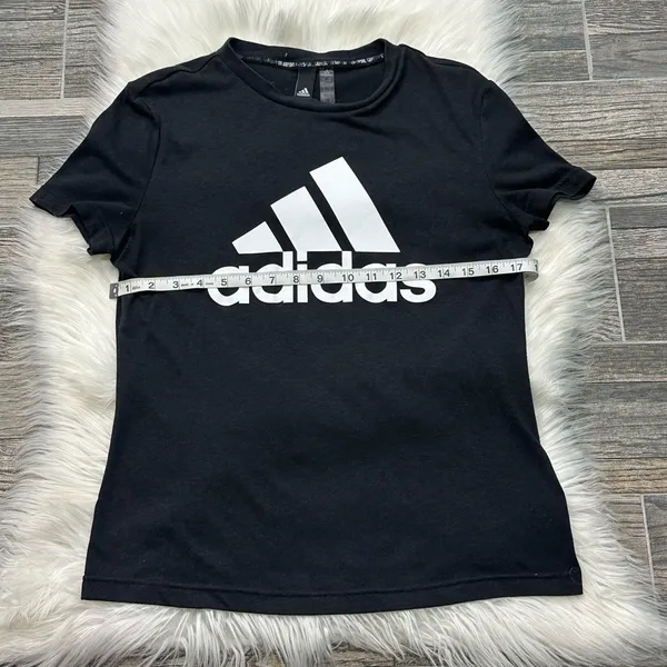 Adidas Black and White Logo Short Sleeve T-Shirt - Image 4